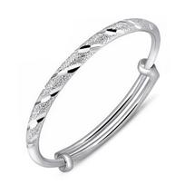 Round Tube Push-pull Meteor Shower Silver Bracelet, Children's New Frosted Silver Bracelet, Women's Fashionable and Versatile Silver Jewelry Gift Adjustable size