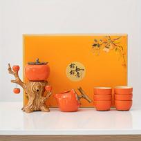 1 Set Persimmon Lazy Tea Set Ceramic Tea Maker Persimmon Automatic Tea Set High-end Teapot Teacup Gift Boxes For Home Restaurant Hotel Office Tea Acce One Set