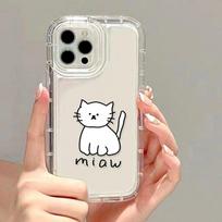 Korėjietiškas mielas 3D Cat Bracket minkštas telefono dėklas, skirtas iPhone 13 11 12 14 15 Pro Max 7 8 14 15 Plus XR XS X SE silikoninis skaidrus galinis dangtelis For iPhone 13 Pro white