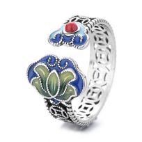 Retro Hollow National Tide Lotus Lotus Ruyi Copper Coin Ring Women 'S National Wind Ticking Process Opening Can Adjust The Handdi