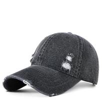 The new hole washed cowboy hat men and women with the same paragraph with casual baseball cap retro duck tongue cap M（56-58cm） white