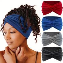 4 Pcs Wide Headbands for Women, Large Turban Headband Boho Hairband Hair Twisted Knot Accessories 4 PCS
