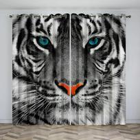 3D Digital Printing Curtain for Kitchen White Tiger Wild Animal Leopard Pattern Window Curtains Living Room 2 Panels New Fashion W50xH130(CM)x2pcs&HOOK gray