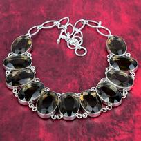 Beautiful Faceted Smoky Topaz Gemstone Necklace Handmade Jewelry, 925 Solid Sterling Silver Unique Jewelry Necklace Adjustable with 18 inches ruda
