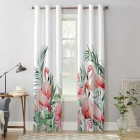 Ins Style Tropical Plants Flamingos Curtains for Bedroom Living Room Window Curtain Treatments Blinds Kitchen Home Decor Drapes 135W x 60H(cm) x1 white