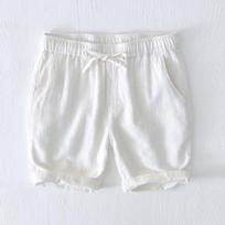 Summer Fashion Men's Shorts Youth Beach Baggy Cotton Linen Pants Male Casual Solid Color Thin  Elastic Waist Shorts Breathable M balta