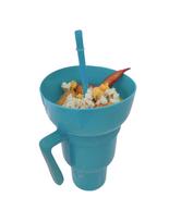 1 Creative popcorn snack with handle All-in-one drink cup Water cup straw cup 1pcs mėlyna