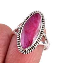 Red Ruby(Simulated) Gemstone Handmade 925 Sterling Silver Gift Ring S.7.5 k3B33