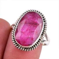 Red Ruby(Simulated) Gemstone Handmade 925 Sterling Silver Gift Ring S.8.5 Q6k85