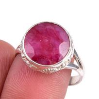 Red Ruby(Simulated) Gemstone Handmade 925 Sterling Silver Gift Ring S.8.5 g8a05