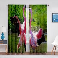 Flock Pink Flamingos In The Water Sheer Voile Curtains for Living Room Bedroom Kitchen Window Drapes Chiffon Tulle Curtain Decor 1 PCS W100XH250cm&Grommet Top brown