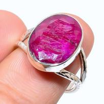 Red Ruby(Simulated) Gemstone Handmade 925 Sterling Silver Jewelry Ring S.8 U7k85