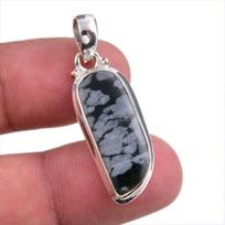 Natūralus Sniego Obsidianas Brangakmenis Rankų Darbo 925 Kietas Sidabras Pakabukas 1.50  O7r09 gray