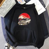 Anime Initial D AE86 2D Print Vyriškas medvilninis gobtuvas Laisvalaikio negabaritinis megztinis Populiarūs gatvės drabužiai madingi megztiniai Vyriški drabužiai 5XL orange