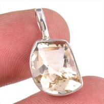 Natural Citrine Gemstone Handmade 925 Solid Sterling Silver Gift Pendant 1  v1s51 beige