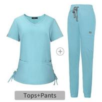 Medical Uniform Scrubs Hospital Working Scrubs Set Medical Supplies Nurse Dental Surgery Suit Workwear M rožinė raudona spalva