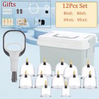 Cupping Set, Cupping Therapy Sets,12/18/24 Cups Professional Chinese Cupping Set for Massage Back, Pain Relief, Physical Therapy, Massage Therapy Kit 12Pcs Set white