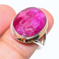 Red Ruby(Simulated) Gemstone Handmade 925 Sterling Silver Jewelry Ring S.9 g7J01