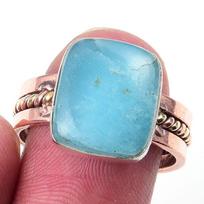 Natural Amazonite Gemstone Handmade 925 Sterling Silver Two Tone Ring S.8 s1b86 blue