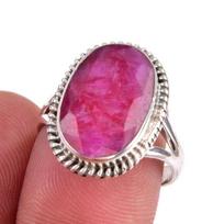 Red Ruby(Simulated) Gemstone Handmade 925 Sterling Silver Gift Ring S.7.5 f0s15