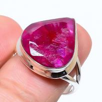 Red Ruby(Simulated) Gemstone Handmade 925 Sterling Silver Jewelry Ring S.9 N2H72