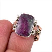 Ruby In Zoisite Lab-Created 925 Sterling Silver Jewelry Two Tone Ring S.7.5 e6p46