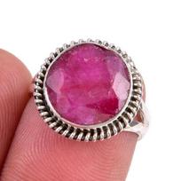 Red Ruby(Simulated) Gemstone Handmade 925 Sterling Silver Gift Ring S.5.5 m9m24