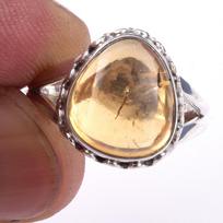 Natural Citrine Gemstone Handmade 925 Solid Sterling Silver Ring Size 6 j7n61 beige