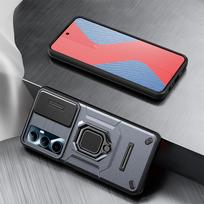 KEYSION Shockproof Case for Realme C65 4G Slide Push Pull Camera Lens Protection Ring Phone Back Cover for for OPPO Realme C65 for Realme C65 pilka spalva
