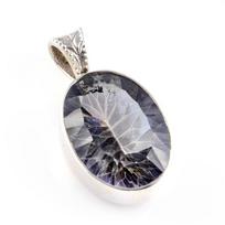 Natural Blue Mystic Topaz Gemstone 925 Solid Sterling Silver Pendant 1.2'' t6H76