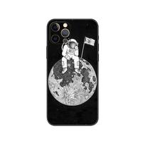 Kosmoso Mėnulio telefono dėklas iPhone 5 5s 2020se 6 6s 7 8 plus x 10 XR XS 11 12 13 mini pro MAX juodas TPU galinis dangtelis iphone 5 5S SE 2016