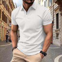 Vyriški polo marškinėliai laisvalaikio stiliaus, vienspalviai, mažo dydžio kilpiniai polo marškinėliai su užtrauktuku ir atlapu. XXXL black