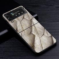 Ginkgo Biloba L. Flower Luxury Gold Foil Art Case for Samsung Galaxy Z Flip3 5G Flip4 Black Hard Phone Cover Flip 3 Shell Zflip3 Samsung Z Flip4 5G blue