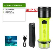 XHP50 nardymo žibintuvėlis USB įkrovimas povandeniniu stiprios šviesos žibintuvėlis magnetinis jungiklis Focus nardymo žibintuvėlis A-white light