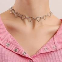 Tuščiavidurė Širdies Chokeris Mergaitėms ir Moterims - Geometrinis Širdies Chokeris, Ryškus Krūtinkaulio Vėrinys Moterims, Mergaitėms, Vėrinys, Papuošalai