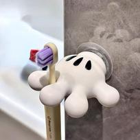 Cartoon Palm Bathroom Toothbrush Suction Cup Ledge Hanger Rack Storage 1pc balta