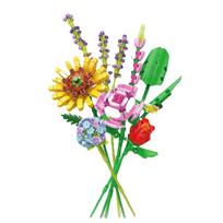 Sudėtingas gėlynas 3D statybinių blokelių rinkinys Vibrant Blossom Design lavinantis surinkimo žaislas | Meninis namų dekoras be dėžutės