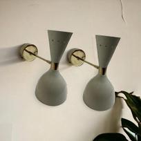 Set of 2 Mid-Century Modern Double White Wall Sconce Plug-in - Vanity, Washbasin, Kitchen, and Bathroom Lighting Fixture - Mirror Wall Decor Sconce
