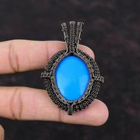 Sleeping Beauty Turquoise Pendant Copper Wire Wrapped Pendant Copper Jewelry Handmade Pendant Wire Wrapped Jewelry Gemstone Pendant For Gift