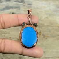 Sleeping Beauty Turquoise Pendant Aquamarine Pendant Electroformed Copper Pendant Handmade Gemstone Pendant Copper Jewelry Anniversary Gifts