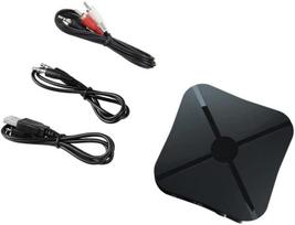 2 viename Bluetooth garso siųstuvas adapteris raktas su kabeliu Aux 3,5 mm ir RCA, belaidis nešiojamas automobiliui, televizoriui, stereo sistemai, mažos vėlavimo belaidis 4.4*4.4*1.2cm juoda