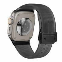 Soft Rubber Strap For Apple Watch Ultra 2 1 49mm Series 9 8 7 45mm 44mm Sport Silicone Band For iWatch 6 5 4 se 44 42mm Bracelet 42mm Black connector