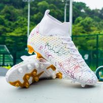 Football Shoes High Quality Large Size High Elastic Sock Mouth Artificial Turf Spikes Football Training Boots Kids Football Boots 43 balta