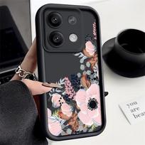 Skirta Xiaomi Poco X6 X5 13t 11t Pro Redmi Note 13 12 11 10 Pro Flower Lens Protection Smūgiams atsparus silikoninis minkštas dėklo dangtelis Redmi Note 13 4G juoda