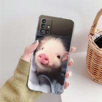 Cute Pink Pet Little Pig Phone Case For Samsung Galaxy A51 A71 A21S A12 A11 A31 A41 A52 A32 A72 A01 A03S A22 A13 A50 Clear Cover Samsung A22 gray