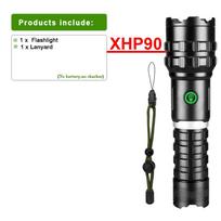 XHP90 LED žibintuvėlis USB įkrovimas palaiko išvesties rankinį žibintą 5000 liumenų nešiojamas žibintuvėlis stovyklavimo žibintas no battery juoda