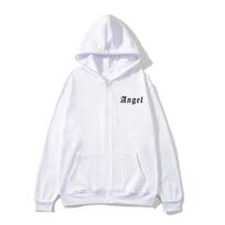 Angel Women Zip Hoodie Pocket Long Sleeve Oversize Angel Printing Women Sweatshirt Autumn Winter Loose High Quality Zip Hoodies Letter styles Hooded S white