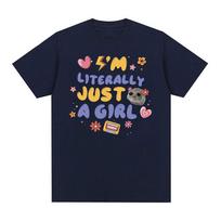 I'm Literally Just A Girl Funny Humor Print T-shirt Women Casual Cute Hamster Meme T-shirts Men Fashion Trend T-shirt Streetwear S juoda