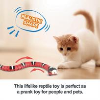 Išmanūs jutikliai Kačių žaislai Interaktyvus Automatinis Elektroninis Gyvatės formos Kačių erzintukas Žaislas žaidimui namuose Kačiuko žaislas boxed induction snake-toy balta