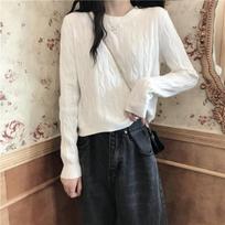 Small and Lazy Knitted Shirt with Underlay Top for Autumn and Winter New Thickened Loose Round Neck Sweater for Women One Size balta
